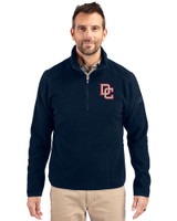 Washington Nationals Cooperstown Cutter & Buck Cascade Eco Sherpa Fleece Mens Big & Tall Quarter Zip Jacket Navy Blue Front