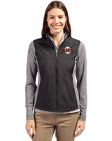 San Francisco Giants Cooperstown Cutter & Buck Stealth Hybrid Quilted Womens Full Zip Windbreaker Jacket Black Front