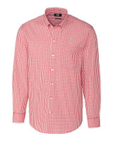 Alabama Crimson Tide Alumni Cutter & Buck Easy Care Stretch Gingham Mens Big and Tall Long Sleeve Dress Shirt Cardinal Red Mannequin