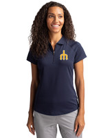 Seattle Mariners Cooperstown Cutter & Buck Forge Stretch Womens Short Sleeve Polo Liberty Navy Front