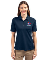 Toronto Blue Jays Cooperstown Cutter & Buck Virtue Eco Pique Recycled Womens Polo Navy Blue Front