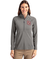Washington Nationals Cooperstown Cutter & Buck Adapt Eco Knit Stretch Recycled Womens Half Zip Pullover Elemental Grey Front