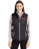 Pittsburgh Pirates Cooperstown Cutter & Buck Rainier PrimaLoft® Womens Eco Insulated Full Zip Puffer Vest Black Front