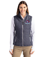 Toronto Blue Jays Cooperstown Cutter & Buck Rainier PrimaLoft® Womens Eco Insulated Full Zip Puffer Vest Anthracite Melange Front
