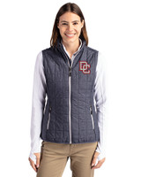 Washington Nationals Cooperstown Cutter & Buck Rainier PrimaLoft® Womens Eco Insulated Full Zip Puffer Vest Anthracite Melange Front