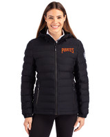 Pittsburgh Pirates Cooperstown Cutter & Buck Mission Ridge Repreve® Eco Insulated Womens Puffer Jacket Black Front