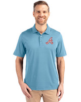 Atlanta Braves Cooperstown Cutter & Buck Forge Stretch Mens Polo Atlas Light Blue Front
