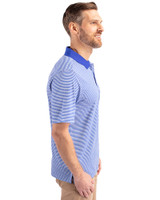 Chicago Cubs Cooperstown Cutter & Buck Forge Tonal Stripe Stretch Mens Polo Chelan Blue Side