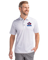 Toronto Blue Jays Cooperstown Cutter & Buck Pike Double Dot Print Stretch Mens Polo Charcoal Front