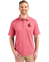 Boston Red Sox Cooperstown Cutter & Buck Forge Heathered Stretch Mens Polo Cardinal Red Heather Front