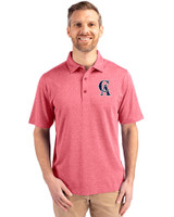 Los Angeles Angels Cooperstown Cutter & Buck Forge Heathered Stretch Mens Polo Cardinal Red Heather Front