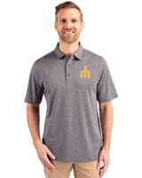 Seattle Mariners Cooperstown Cutter & Buck Forge Heathered Stretch Mens Polo Charcoal Heather Front