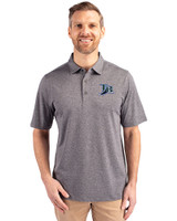Tampa Bay Rays Cooperstown Cutter & Buck Forge Heathered Stretch Mens Polo Charcoal Heather Front