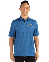 San Diego Padres Cooperstown Cutter & Buck Pike Micro Floral Print Stretch Mens Polo Indigo Front