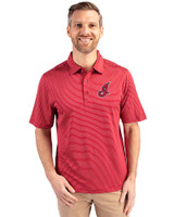 Cleveland Indians Cooperstown Cutter & Buck Forge Pencil Stripe Stretch Mens Polo Cardinal Red Front