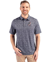 Cincinnati Reds Cooperstown Cutter & Buck Pike Constellation Print Stretch Mens Polo Black Front