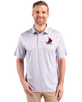 St. Louis Cardinals Cooperstown Cutter & Buck Pike Constellation Print Stretch Mens Polo Polished Medium Gray Front