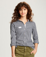 Cutter & Buck Womens Long Sleeve League Gingham Shirt Liberty Navy Front