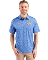 Milwaukee Brewers Cooperstown Cutter & Buck Pike Constellation Print Stretch Mens Polo Chelan Blue Front