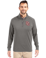 Washington Nationals Cooperstown Cutter & Buck Adapt Eco Knit Stretch Recycled Mens Quarter Zip Pullover Elemental Grey Front