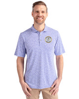 Milwaukee Brewers Cooperstown Cutter & Buck Virtue Eco Pique Botanical Print Recycled Mens Polo Chelan Blue Front