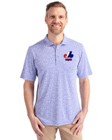 Montreal Expos Cooperstown Cutter & Buck Virtue Eco Pique Botanical Print Recycled Mens Polo Chelan Blue Front