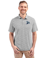 Tampa Bay Rays Cooperstown Cutter & Buck Virtue Eco Pique Botanical Print Recycled Mens Polo Black Front