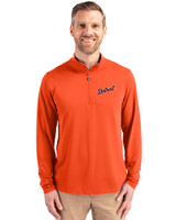 Detroit Tigers Cooperstown Cutter & Buck Virtue Eco Pique Recycled Quarter Zip Mens Pullover College Orange Front