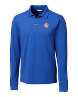New York Yankees Cooperstown Cutter & Buck Advantage Eco Tri-Blend Pique Mens Long Sleeve Polo Chelan Blue Mannequin