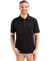 Alabama Crimson Tide Alumni Cutter & Buck Advantage Eco Tri-Blend Pique Mens Polo Black Front