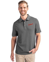 Detroit Tigers Cooperstown Cutter & Buck Advantage Eco Tri-Blend Pique Mens Polo Elemental Grey Front