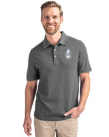 Chicago Cubs Cooperstown Cutter & Buck Advantage Eco Tri-Blend Pique Mens Polo Elemental Grey Front
