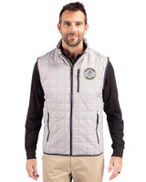 Milwaukee Brewers Cooperstown Cutter & Buck Rainier PrimaLoft® Mens Eco Insulated Full Zip Puffer Vest Polished Medium Gray Front