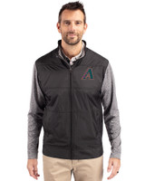 Arizona Diamondbacks Cooperstown Cutter & Buck Stealth Hybrid Quilted Mens Full Zip Windbreaker Jacket Black Front