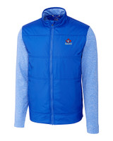 Toronto Blue Jays Cooperstown Cutter & Buck Stealth Hybrid Quilted Mens Full Zip Windbreaker Jacket Chelan Blue Mannequin