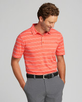 Cutter & Buck Forge Epic Confidence Recycled Heathered Stripe Stretch Mens Polo College Orange Front