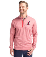 Cleveland Indians Cooperstown Cutter & Buck Stealth Heathered Quarter Zip Mens Pullover Cardinal Red Front