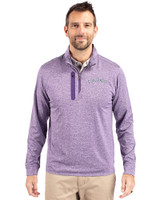 Colorado Rockies Cooperstown Cutter & Buck Stealth Heathered Quarter Zip Mens Pullover College Purple Front