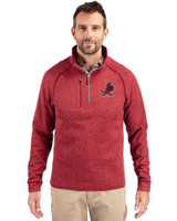 St. Louis Cardinals Cooperstown Cutter & Buck Mainsail Sweater-Knit Mens Half Zip Pullover Jacket Cardinal Red Heather Front