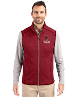 Louisville Cardinals Alumni Cutter & Buck Mainsail Sweater-Knit Mens Full Zip Vest Cardinal Red Heather Front