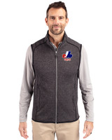 Montreal Expos Cooperstown Cutter & Buck Mainsail Sweater-Knit Mens Full Zip Vest Charcoal Heather Front