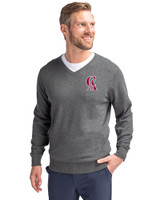 Los Angeles Angels Cooperstown Cutter & Buck Lakemont Tri-Blend Mens V-Neck Pullover Sweater Charcoal Heather Front