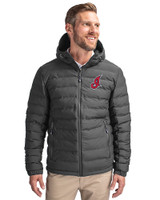 Cleveland Indians Cooperstown Cutter & Buck Mission Ridge Repreve® Eco Insulated Mens Puffer Jacket Elemental Grey Front