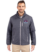 Toronto Blue Jays Cooperstown Cutter & Buck Rainier PrimaLoft® Mens Eco Insulated Full Zip Puffer Jacket Anthracite Melange Front