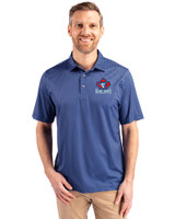 Toronto Blue Jays Cooperstown Cutter & Buck Pike Banner Print Stretch Mens Polo Navy Blue Front