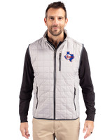 Texas Rangers Cooperstown Cutter & Buck Rainier PrimaLoft® Mens Big and Tall Eco Insulated Full Zip Puffer Vest Polished Medium Gray Front