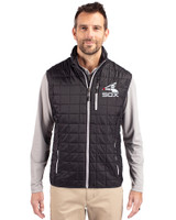 Chicago White Sox Cooperstown Cutter & Buck Rainier PrimaLoft® Mens Big and Tall Eco Insulated Full Zip Puffer Vest Black Front
