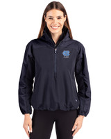 North Carolina Tar Heels Alumni Cutter & Buck Charter Eco Recycled Womens Anorak Jacket Navy Blue Front