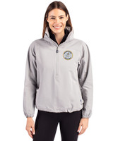 Milwaukee Brewers Cooperstown Cutter & Buck Charter Eco Recycled Womens Anorak Jacket Polished Medium Gray Front