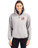 New York Yankees Cooperstown Cutter & Buck Charter Eco Recycled Womens Anorak Jacket Polished Medium Gray Front